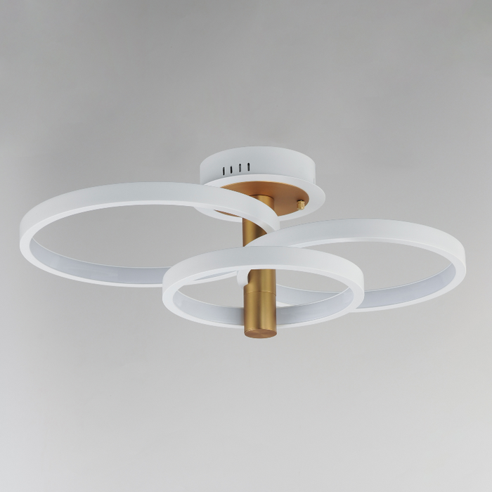 ET2 E24323 Hoopla 3-lt 26" LED Semi Flush Mount - White/Gold