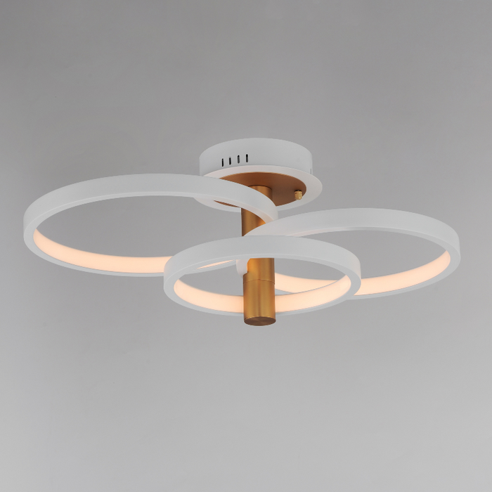 ET2 E24323 Hoopla 3-lt 26" LED Semi Flush Mount - White/Gold