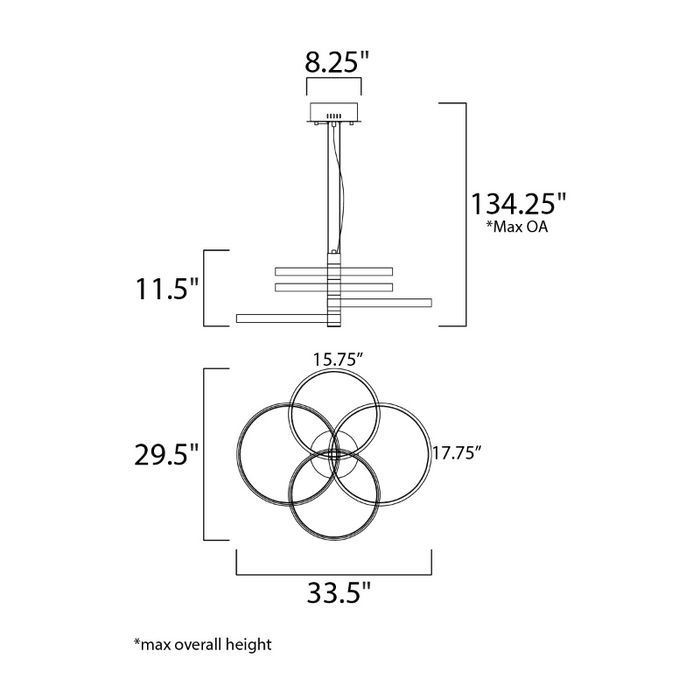 ET2 E24326 Hoopla 4-lt 34" LED Pendant