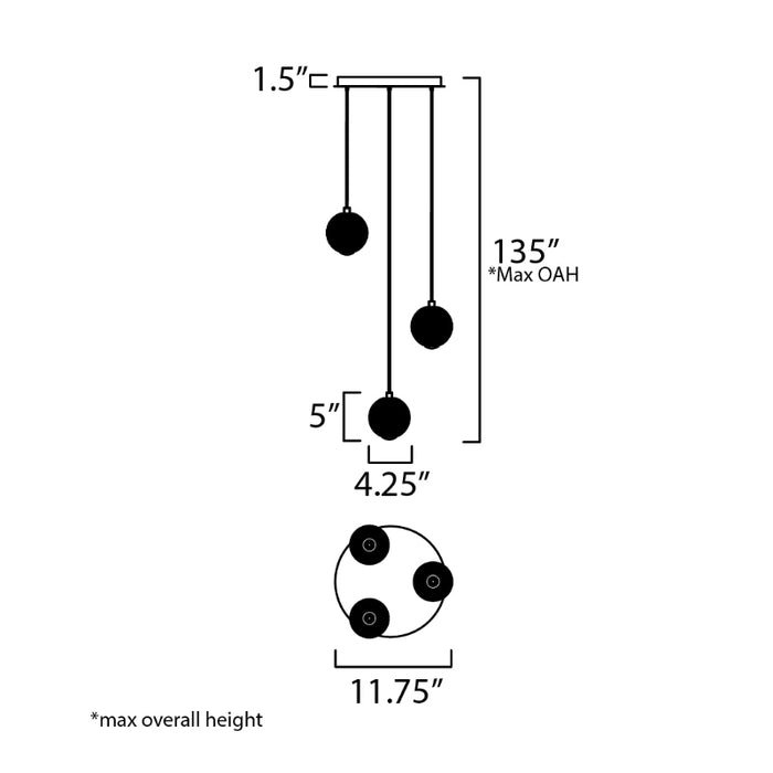 ET2 E24643-144 Rhythm 3-lt 12" LED Pendant