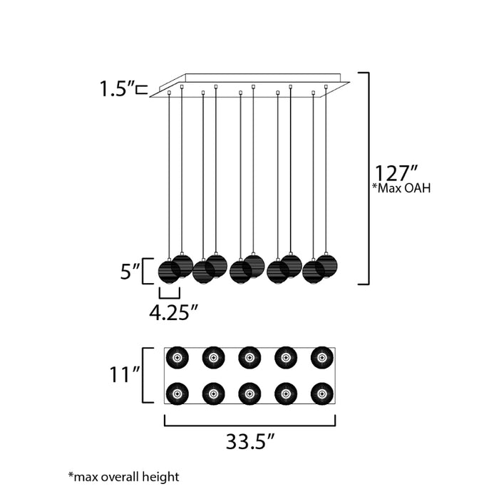 ET2 E24648-144 Rhythm 10-lt 34" LED Pendant