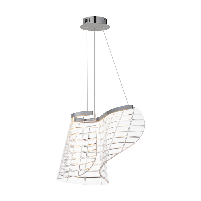 ET2 E24812 Tartan 1-lt 16" LED Pendant, 3CCT Selectable - Polished Chrome