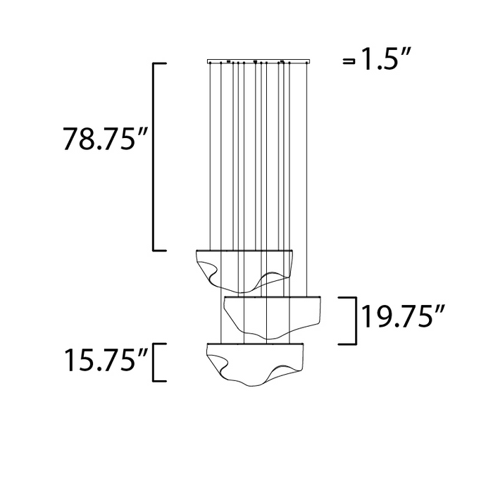 ET2 E24873 Rinkle 3-lt 51" LED Linear Pendant
