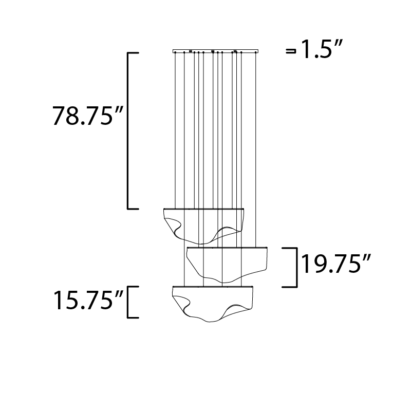 ET2 E24873 Rinkle 3-lt 51" LED Linear Pendant