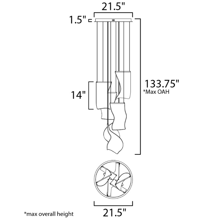 ET2 E24875 Rinkle 6-lt 22" LED Pendant