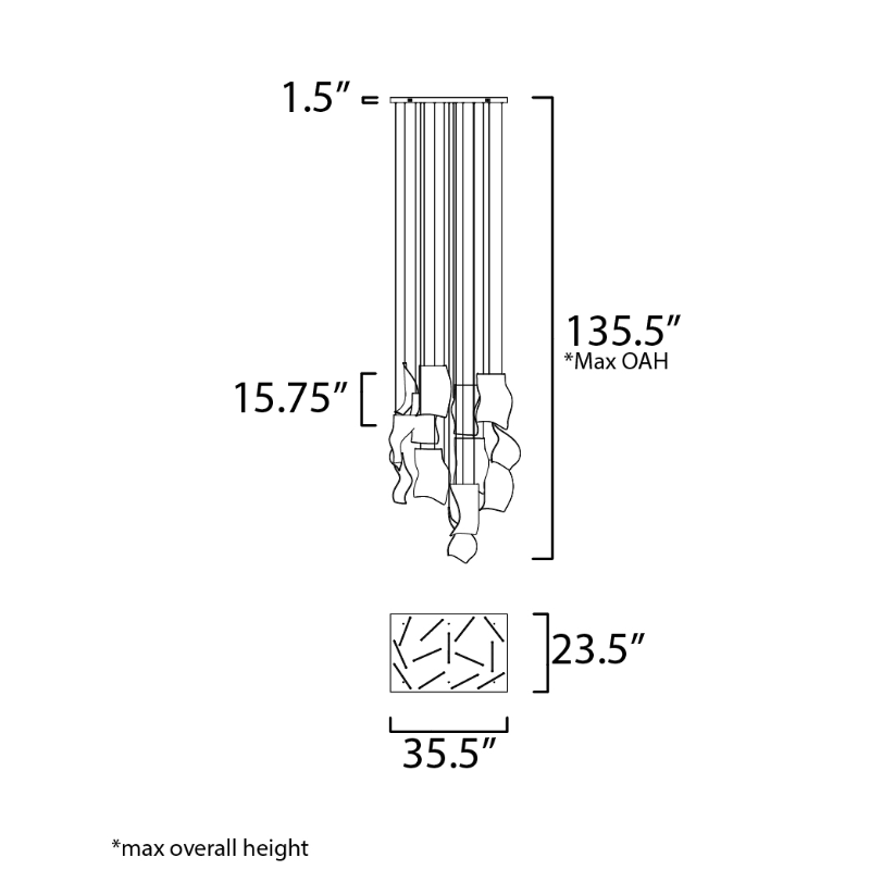 ET2 E24878 Rinkle 13-lt 36" LED Linear Pendant
