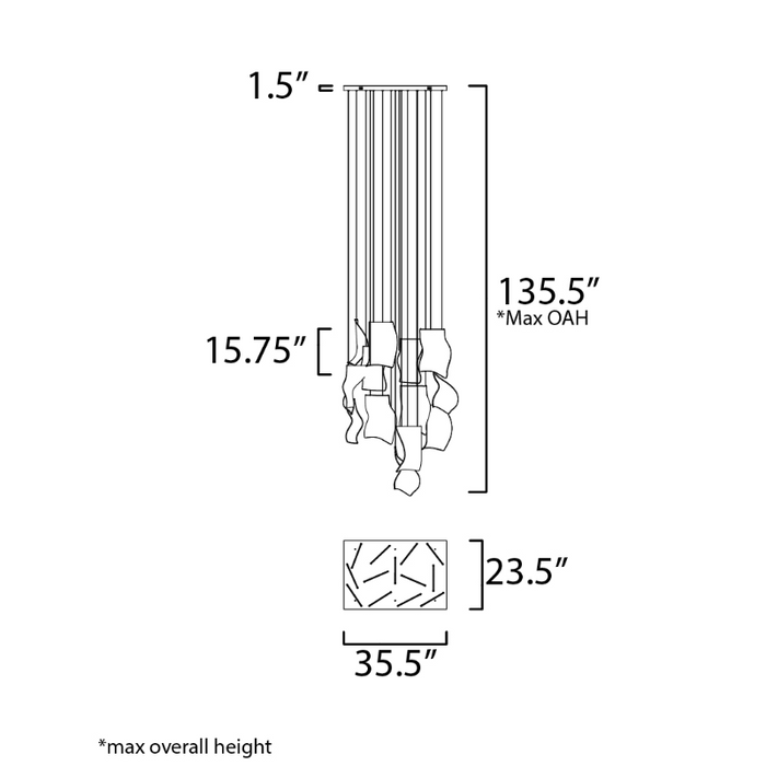 ET2 E24878 Rinkle 13-lt 36" LED Linear Pendant