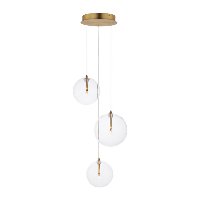 ET2 E25073 Global 3-lt 12" LED Pendant - Natural Aged Brass