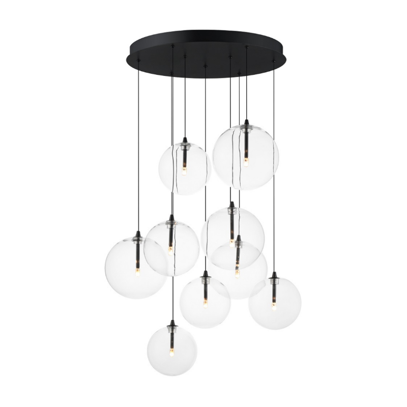 ET2 E25077 Global 9-lt 22" LED Chandelier - Black