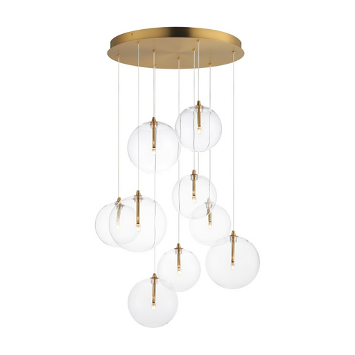ET2 E25077 Global 9-lt 22" LED Chandelier - Natural Aged Brass