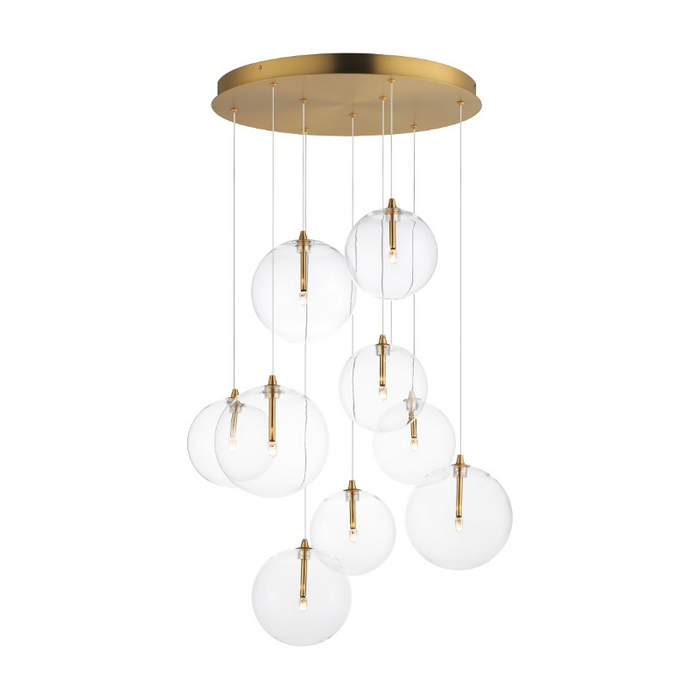 ET2 E25077 Global 9-lt 22" LED Chandelier - Natural Aged Brass