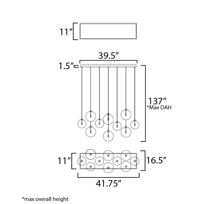 ET2 E25079 Global 10-lt 42" LED Pendant