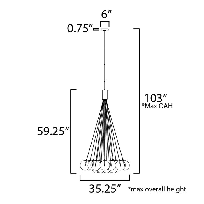 ET2 E25088 Burst 20-lt 35" LED Pendant