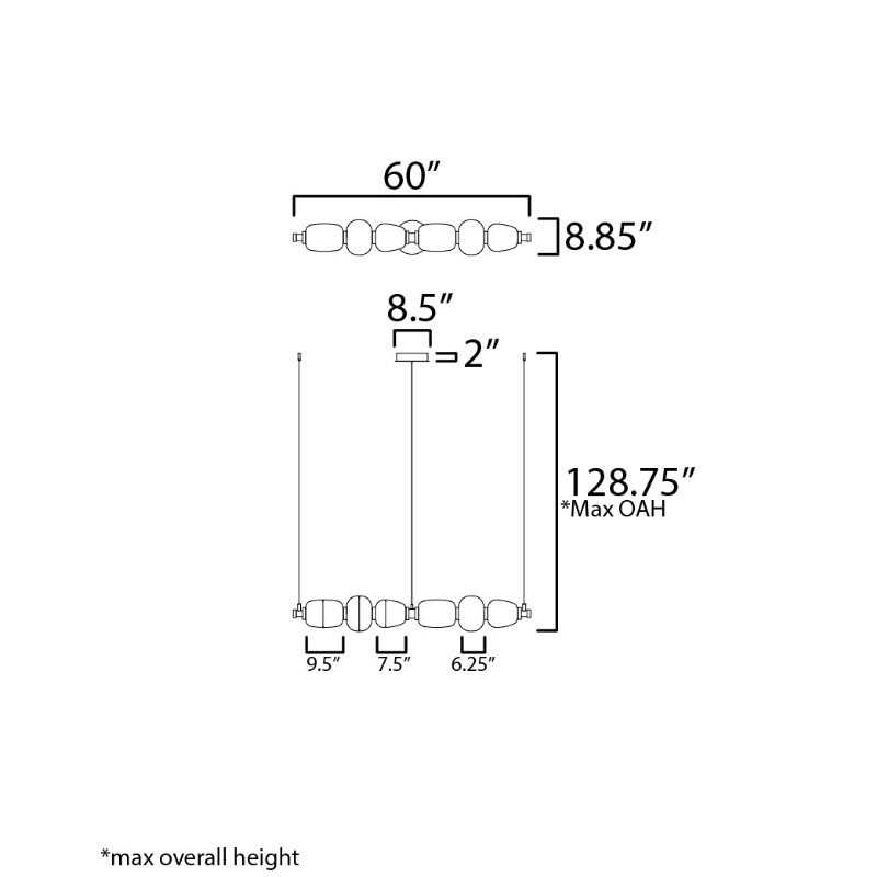 ET2 E25168 Soji 6-lt 60" LED Linear Pendant