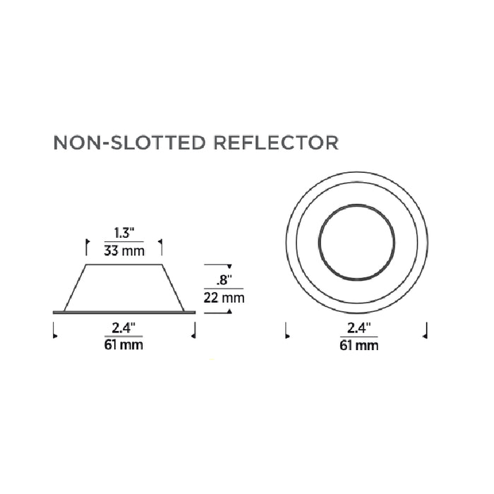 Element E2TREFNS1 2" LED Trim Mounted Reflector, Non-Slotted