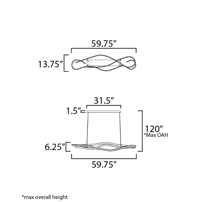 ET2 E30666 Serpentine 2-lt 60" LED Pendant