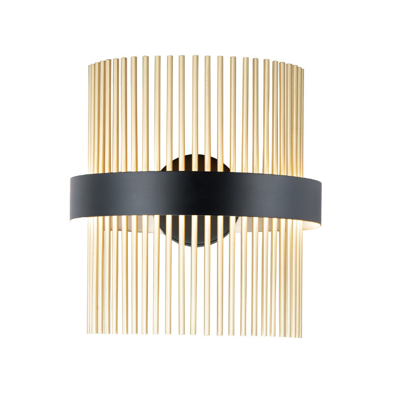 ET2 E34251 Chimes WiZ 2-lt 15" Tall LED Wall Sconce, 5CCT Selectable - Black/Satin Brass