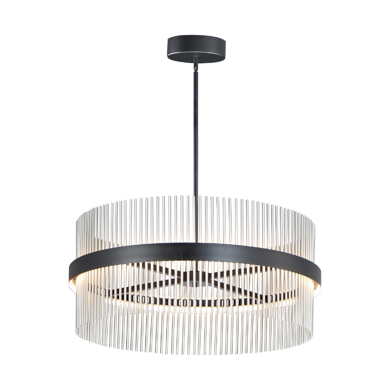 ET2 E34257 Chimes 2-lt 34" LED Pendant, 5CCT Selectable - Black/Satin Nickel