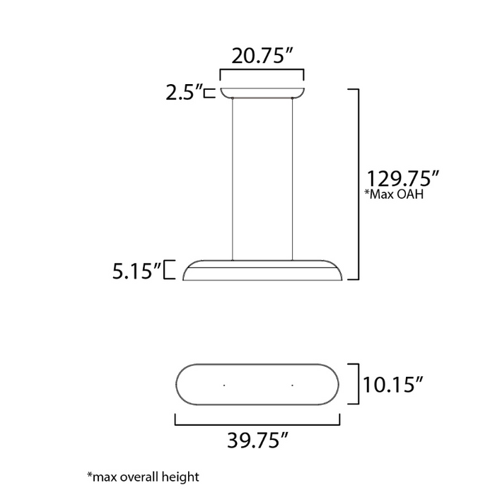 ET2 E34616 Wimbledon 1-lt 40" LED Linear Pendant