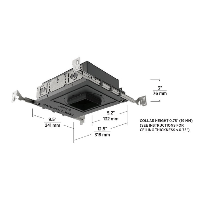 Element E3S 3" 12W LED Square Shallow Adjustable Downlight