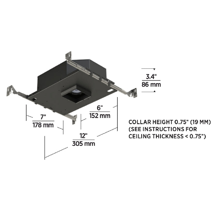 Element E3R 3" 12W LED Round Low-Profile Fixed Downlight New Construction Housing