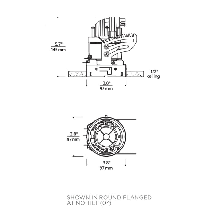 Element E3RRF 3" 12W LED Round Adjustable Downlight Flanged Remodel Housing