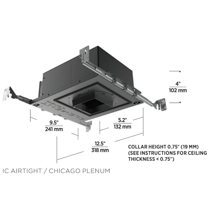 Element E3R 3" 12W LED Round Wall Wash New Construction Housing