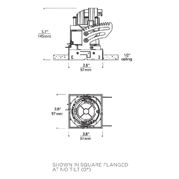 Element E3SRF 3" 17W LED Square Adjustable Downlight Flanged Remodel Housing