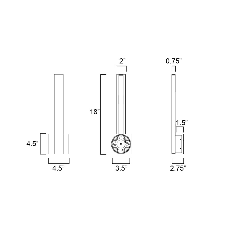 ET2 E42341 Alumilux Line 1-lt 18" Tall LED Outdoor Wall Sconce, 5CCT Selectable