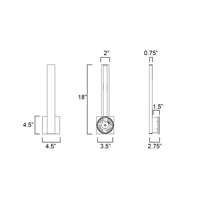 ET2 E42341 Alumilux Line 1-lt 18" Tall LED Outdoor Wall Sconce, 5CCT Selectable