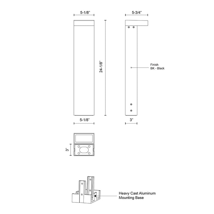 Kuzco EB45624-UNV Evans 1-lt 24" Tall LED Bollard