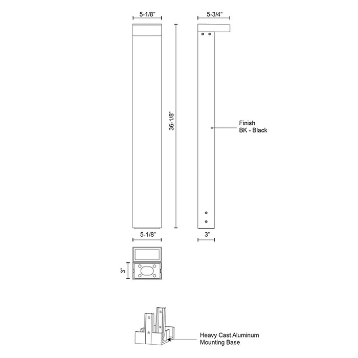 Kuzco EB45636-UNV Evans 1-lt 36" Tall LED Bollard