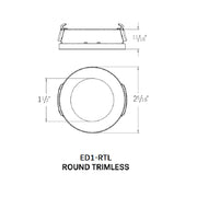 CSL ED1-RTL 1" LED Eco-Downlight Round Standard Trimless