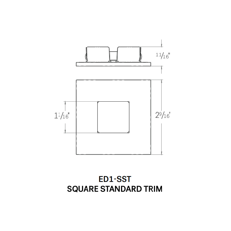 CSL ED1-SST 1" LED Eco-Downlight Square Standard Trim 