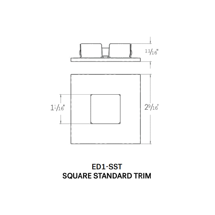 CSL ED1-SST 1" LED Eco-Downlight Square Standard Trim 