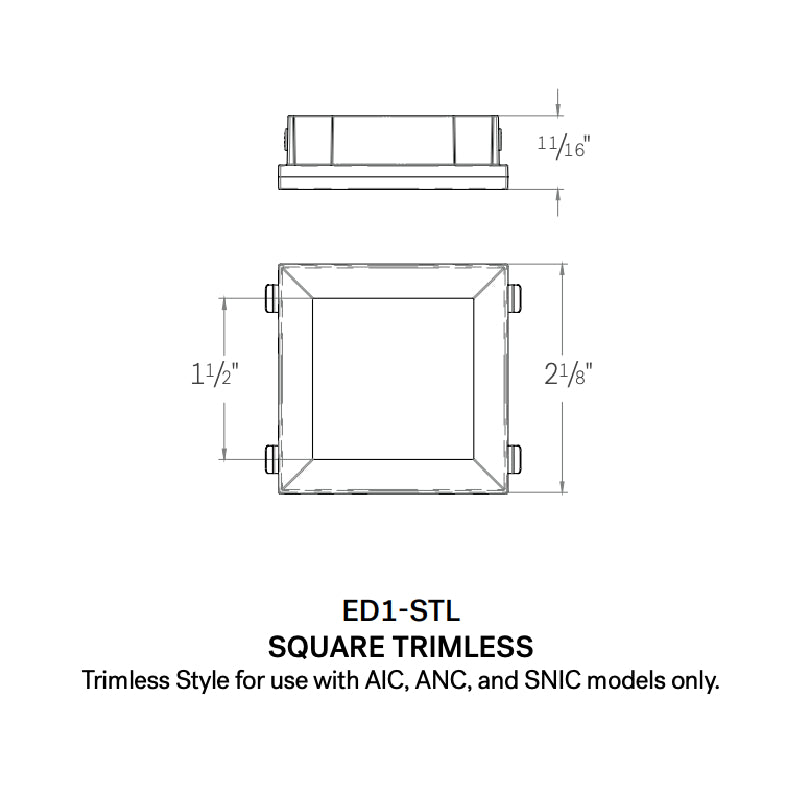 CSL ED1-STL 1" LED Eco-Downlight Square Standard Trimless 