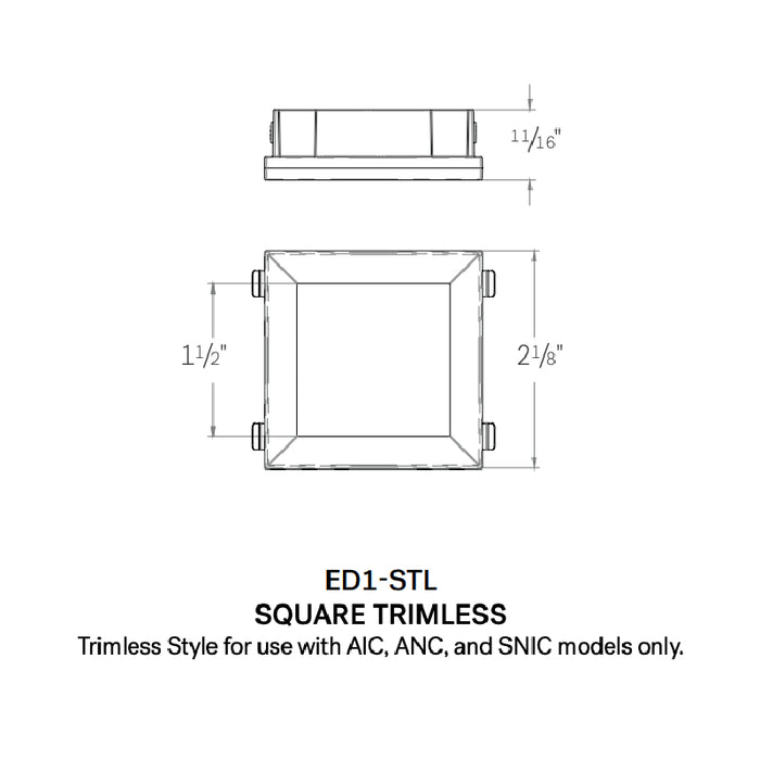 CSL ED1-STL 1" LED Eco-Downlight Square Standard Trimless 