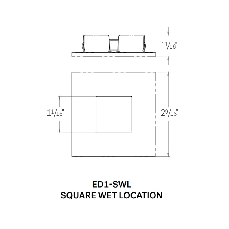 CSL ED1-SWL 1" LED Eco-Downlight Square Wet Location Trim 