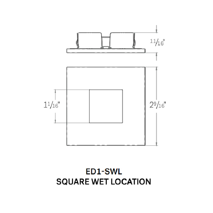 CSL ED1-SWL 1" LED Eco-Downlight Square Wet Location Trim 