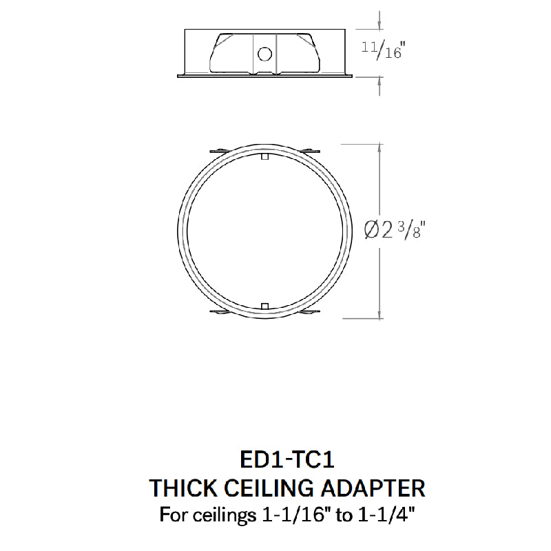 CSL ED1-TC1 Thick Ceiling Adapter for 1" Eco-Downlight