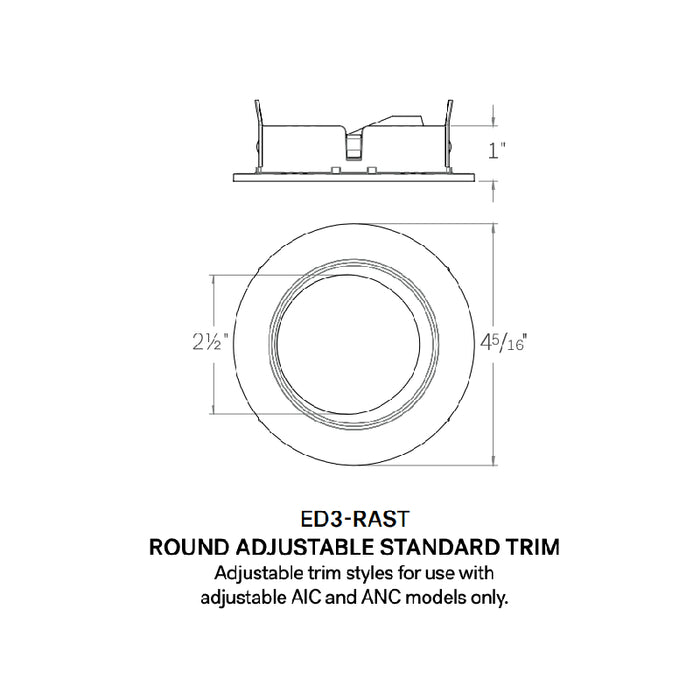 CSL ED3-RAST 3" LED Eco-Downlight Round Adjustable Standard Trim 