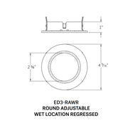 CSL ED3-RAWR 3" LED Eco-Downlight Round Adjustable Wet Location Regressed Trim