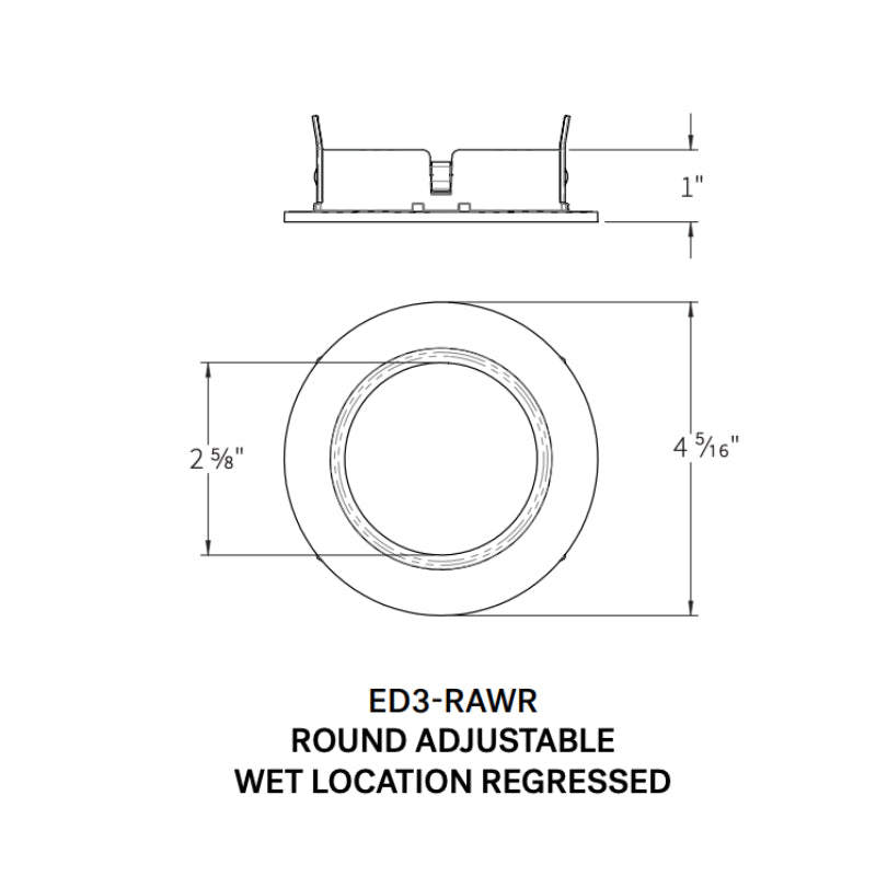 CSL ED3-RAWR 3" LED Eco-Downlight Round Adjustable Wet Location Regressed Trim