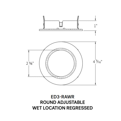 CSL ED3-RAWR 3" LED Eco-Downlight Round Adjustable Wet Location Regressed Trim