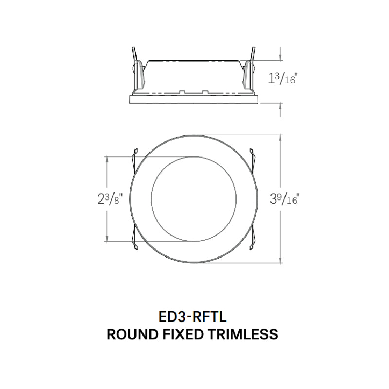 CSL ED3-RFTL 3" LED Eco-Downlight Round Fixed Standard Trimless 
