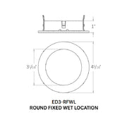 CSL ED3-RFWL 3" LED Eco-Downlight Round Fixed Wet Location Trim