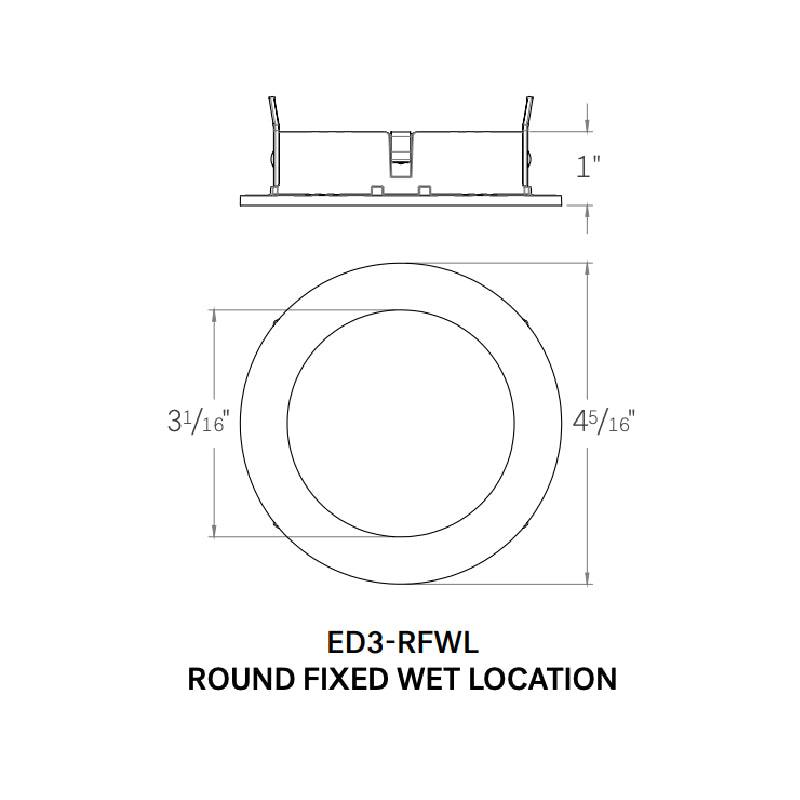 CSL ED3-RFWL 3" LED Eco-Downlight Round Fixed Wet Location Trim