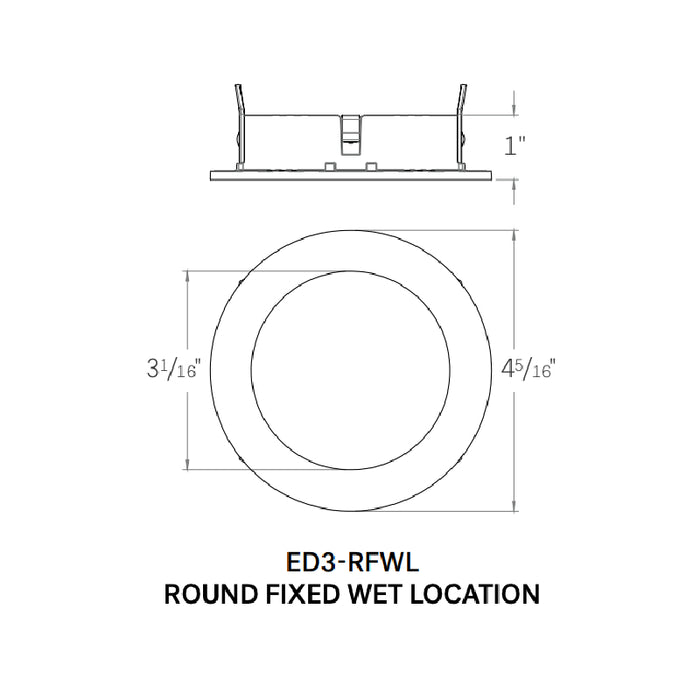 CSL ED3-RFWL 3" LED Eco-Downlight Round Fixed Wet Location Trim