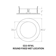 CSL ED3-RFWL 3" LED Eco-Downlight Round Fixed Wet Location Trim
