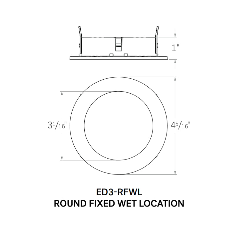 CSL ED3-RFWL 3" LED Eco-Downlight Round Fixed Wet Location Trim